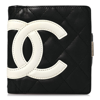 Chanel Calfskin Quilted Cambon Bi-fold Wallet Black White 1 of 10