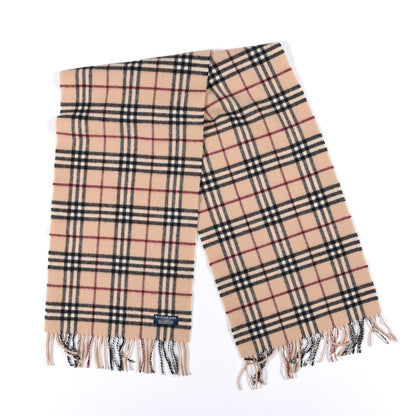 Burberry Lambswool Check Fringe Scarf Camel 2 of 5