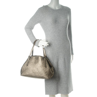 Bottega Veneta Metallic Grosgrain Intrecciato Medium A Shape Seamless Tote Fume 2 of 8