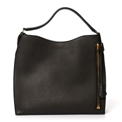 Tom Ford Pebbled Calfskin Alix Padlock Zip Hobo Bag Brown 3 of 10