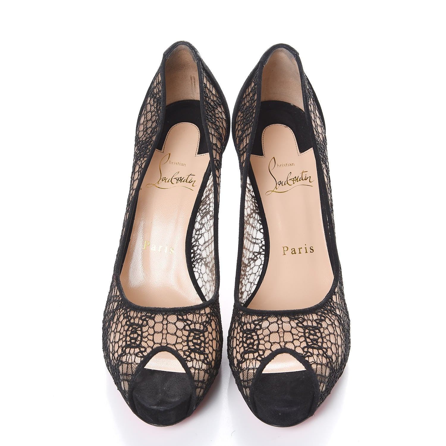 Christian Louboutin Rete Lace Veau Velours Very Lace 100 Pump 36.5 Black 5 of 10