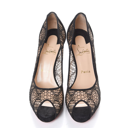 Christian Louboutin Rete Lace Veau Velours Very Lace 100 Pump 36.5 Black 5 of 10