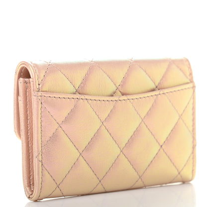 Chanel Iridescent Calfskin Quilted Flap Card Holder Wallet Pink 3 of 8