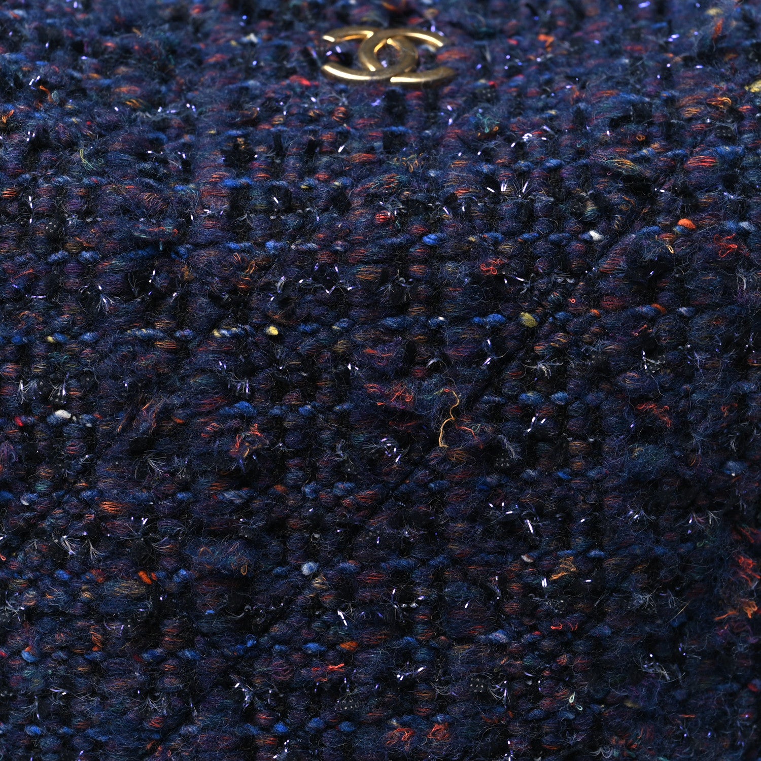 Chanel Tweed Calfskin Stitched Frame Backpack Navy 8 of 10