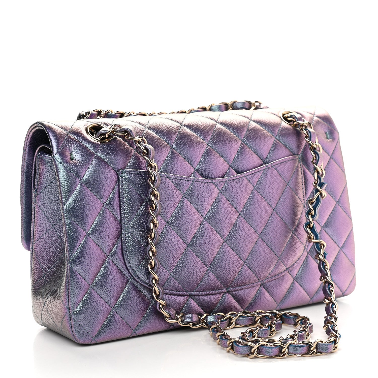 Chanel Iridescent Caviar Quilted Medium Double Flap Dark Blue 3 of 10