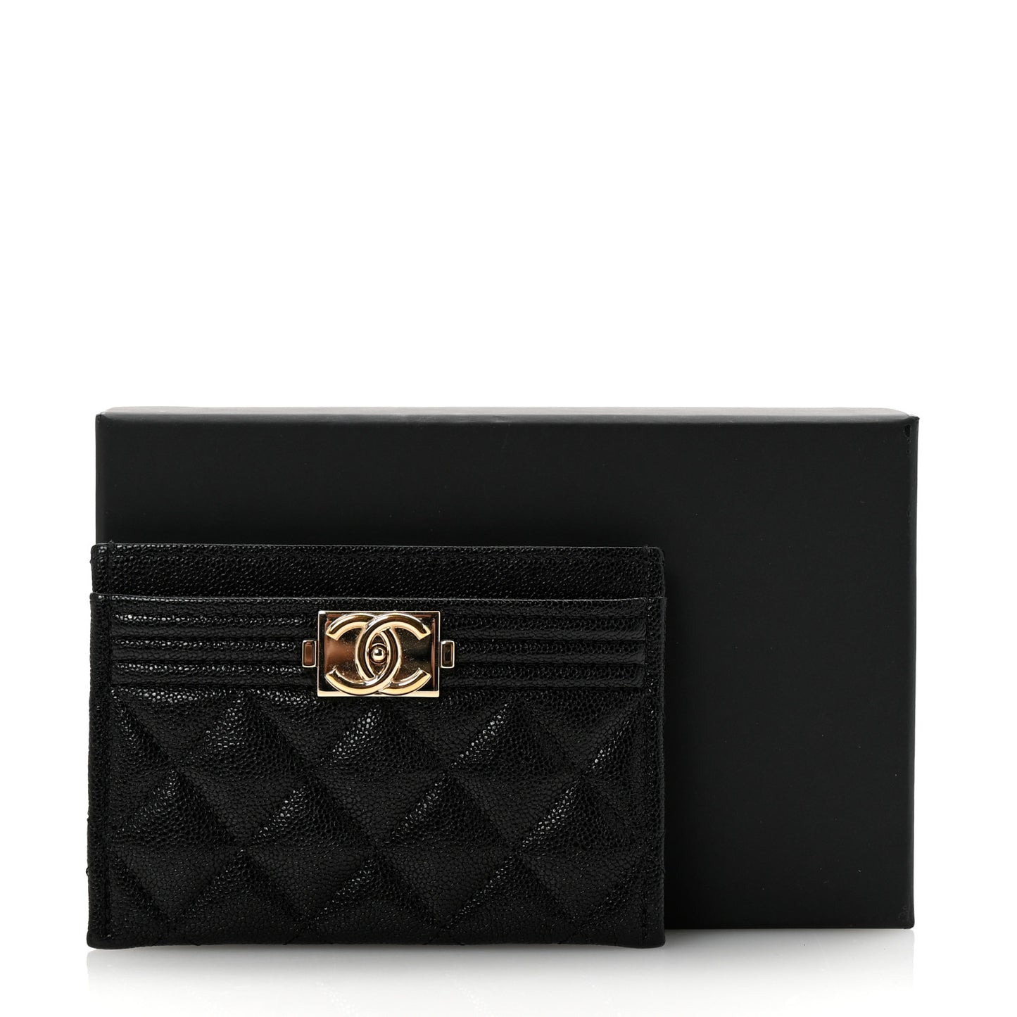 Caviar Quilted Boy Card Holder Black
