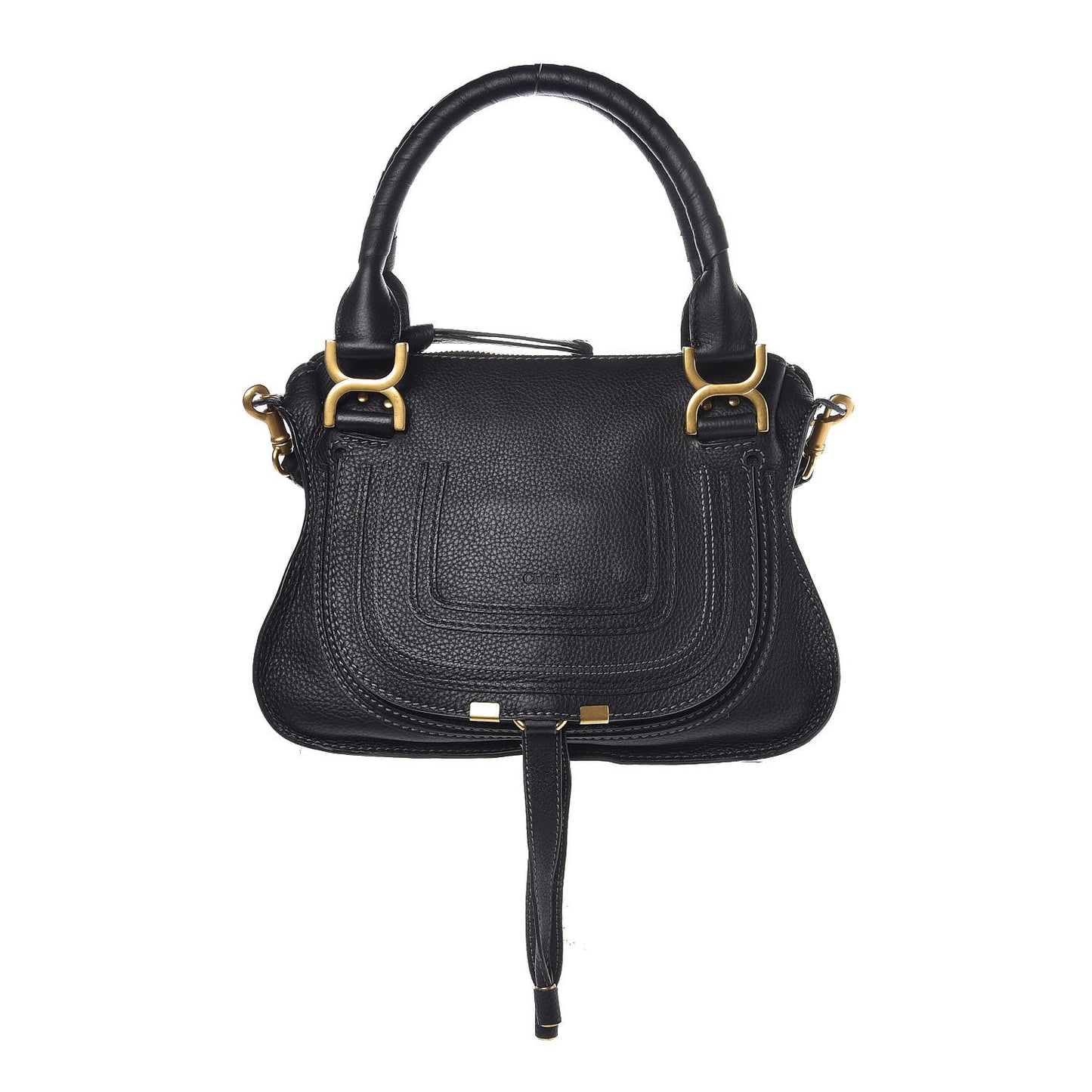 Calfskin Small Marcie Satchel Black