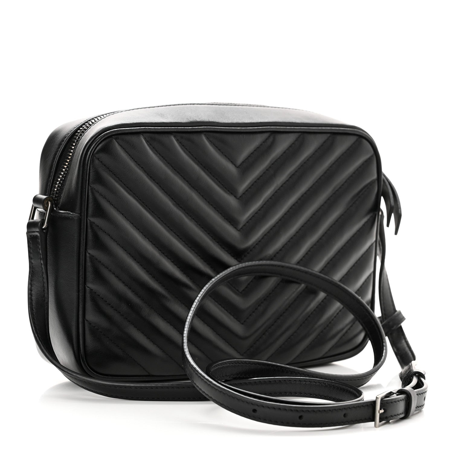 Saint Laurent Calfskin Matelasse Monogram Lou Camera Bag Black 4 of 12