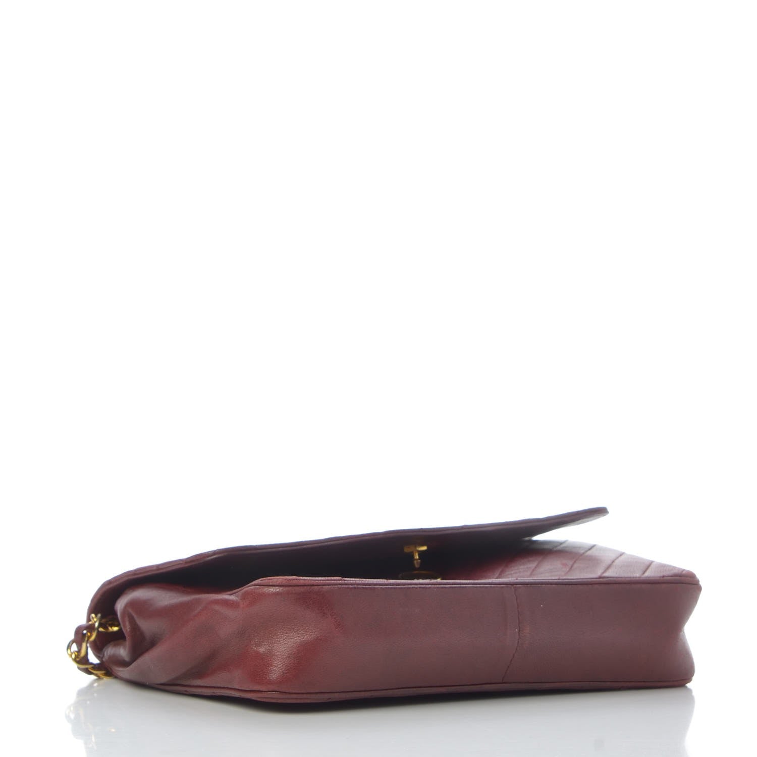 Chanel Lambskin Diagonal Quilted Small Single Flap Dark Red 4 of 11