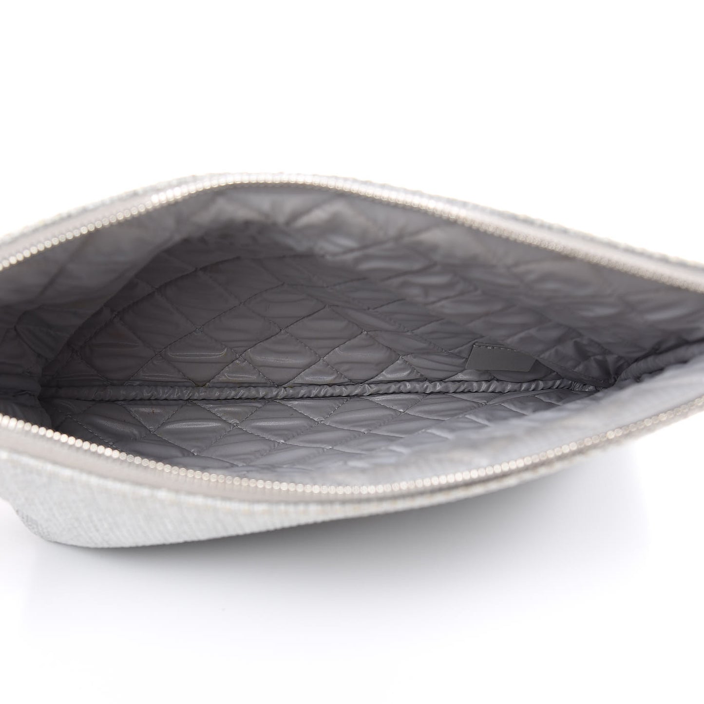 Woven Straw Raffia Medium Deauville Pouch Grey