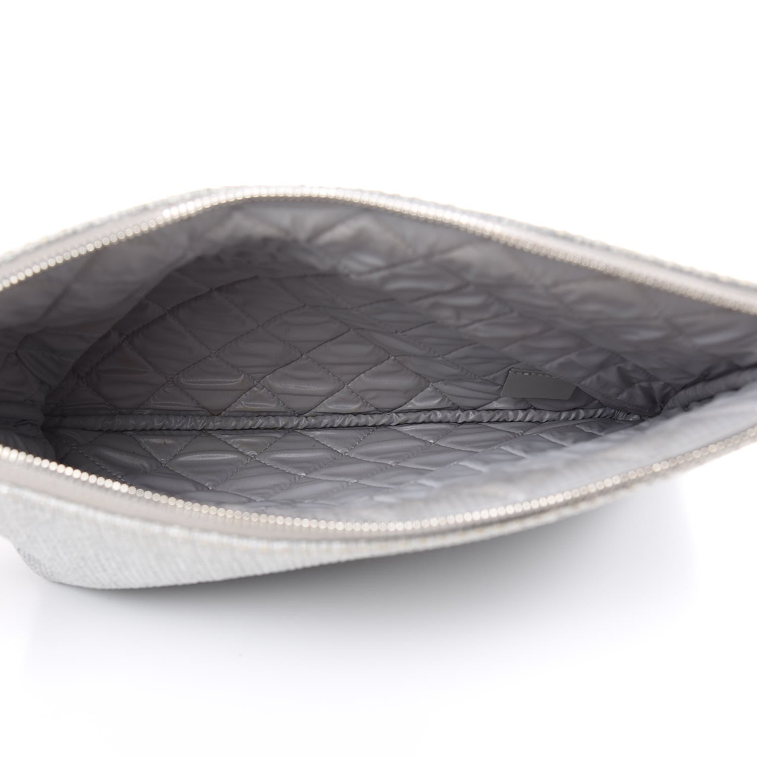 Chanel Woven Straw Raffia Medium Deauville Pouch Grey 5 of 12