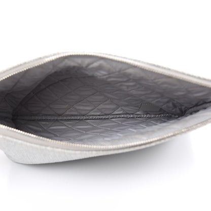Chanel Woven Straw Raffia Medium Deauville Pouch Grey 5 of 12