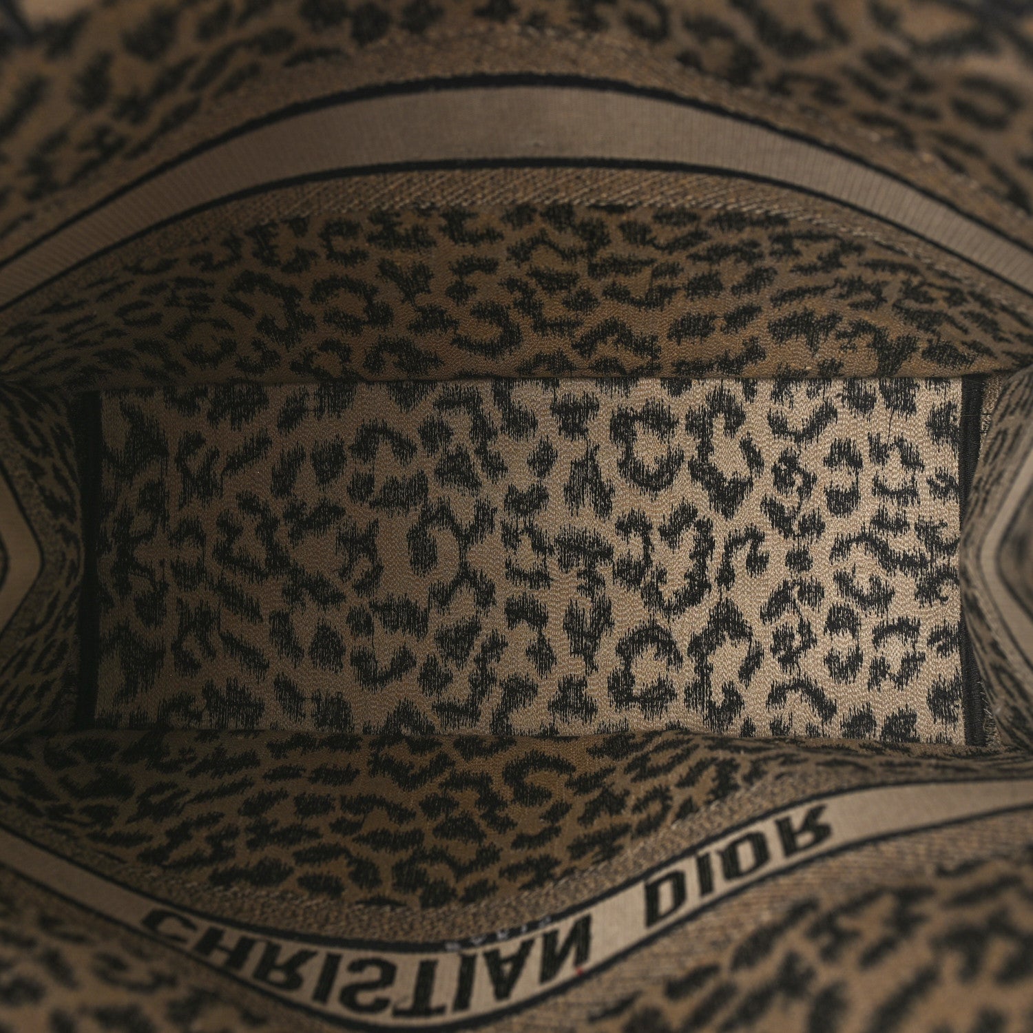 Christian Dior Canvas Mizza Embroidered Large Leopard Book Tote Beige 5 of 10