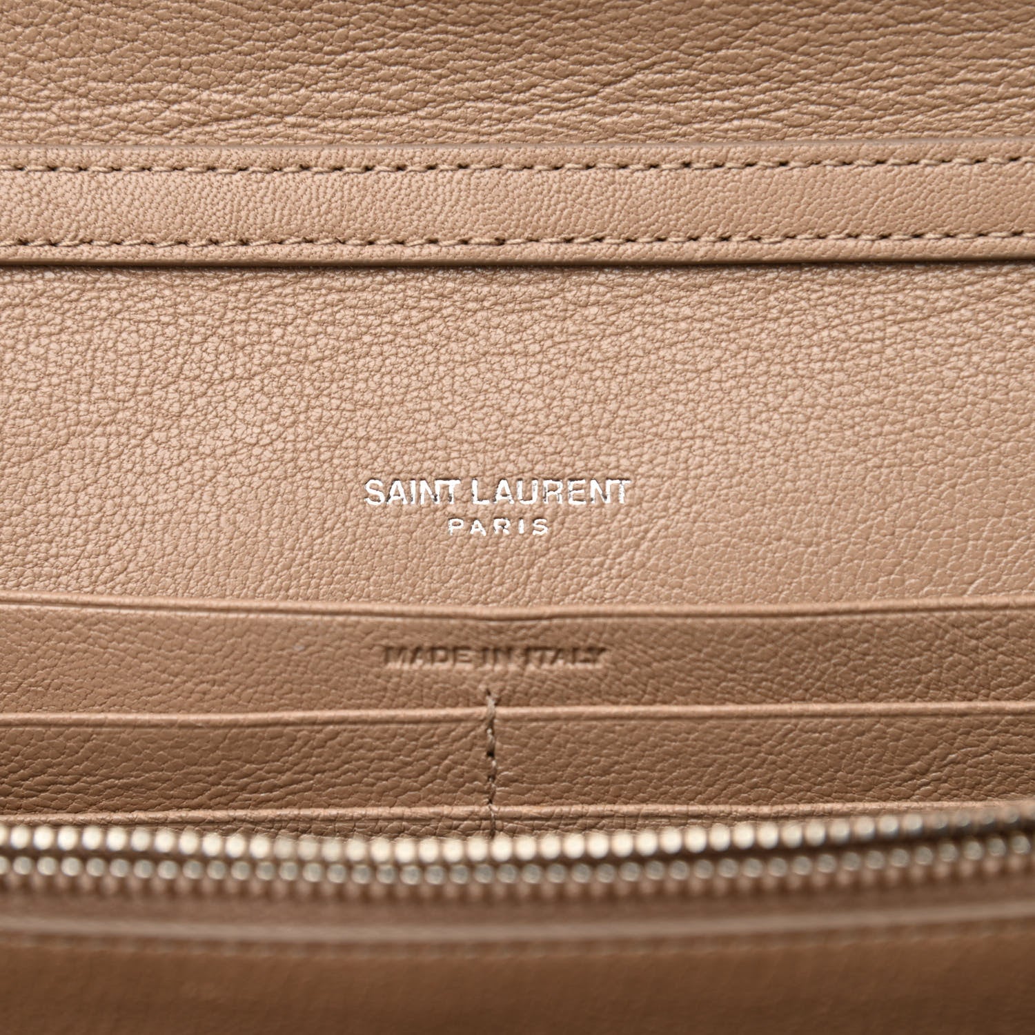 Saint Laurent Lambskin Diamond Quilted Becky Chain Wallet Gold Sand 5 of 8