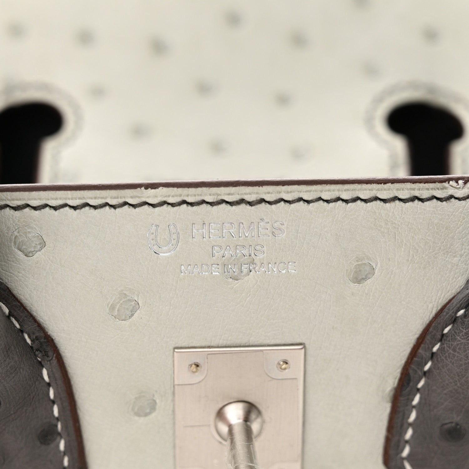 Hermes Ostrich Horseshoe Birkin 25 Gris Perle Gris Meyer 6 of 12