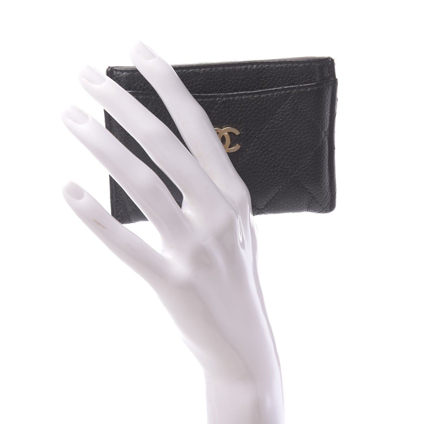 Caviar Quilted Card Holder Black