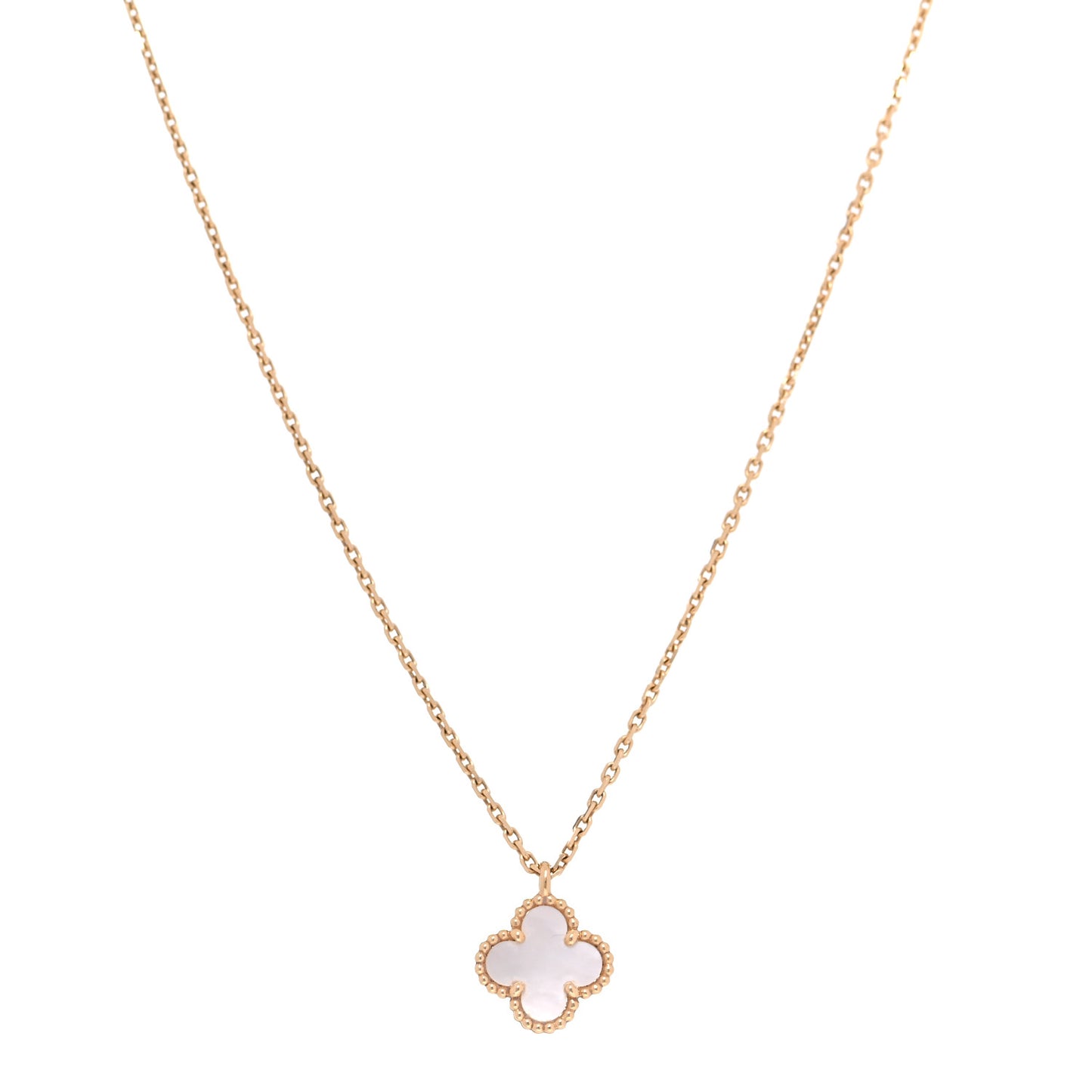 18K Yellow Gold Mother of Pearl Sweet Alhambra Pendant Necklace