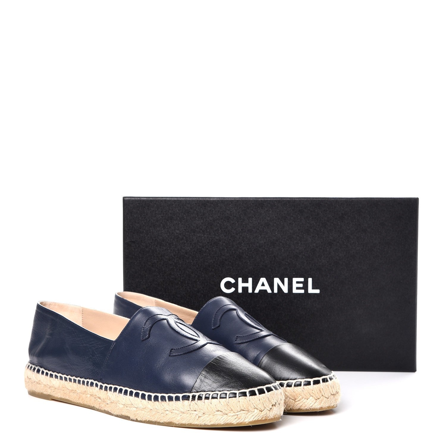 Chanel Lambskin CC Espadrilles 41 Navy Black 11 of 11