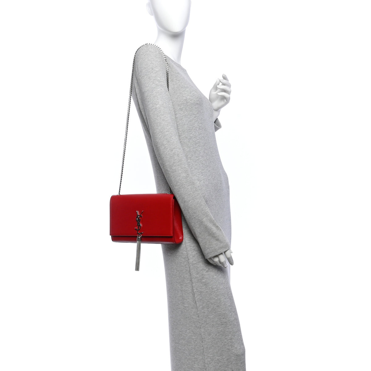 Grain De Poudre Medium Classic Monogram Kate Tassel Satchel Rouge Eros