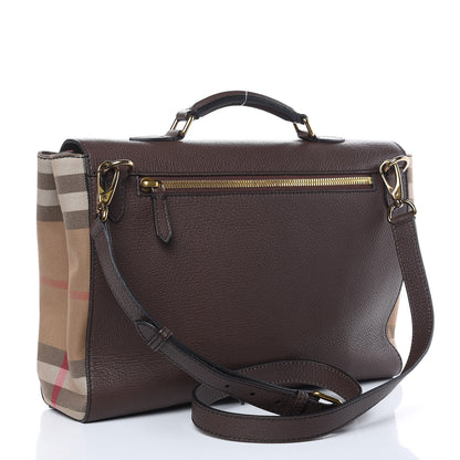 Burberry Grainy Calfskin House Check Ethan Satchel Oak Brown 3 of 12