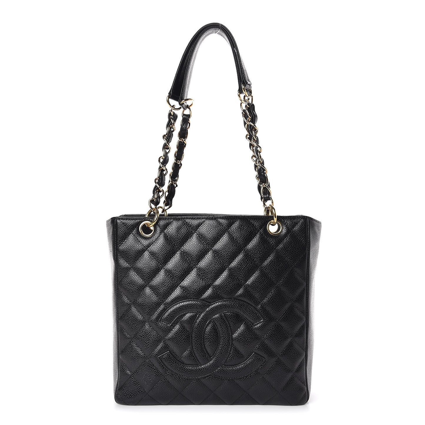 Caviar Quilted Petit Shopping Tote PST Black