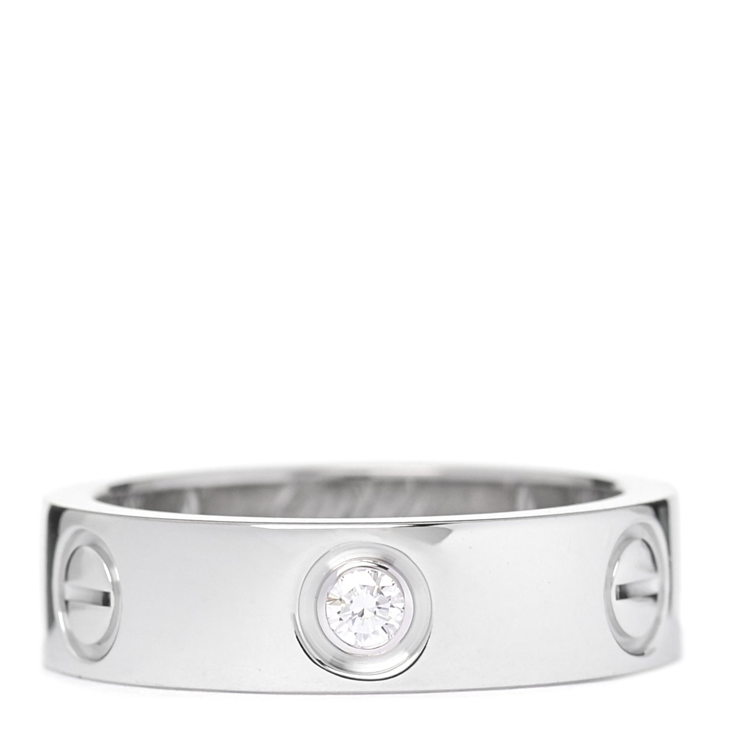 18K White Gold 3 Diamond 5.5mm LOVE Ring 53 6.25
