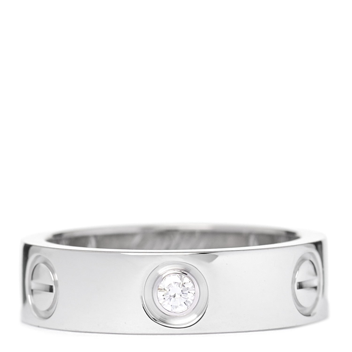 Cartier 18K White Gold 3 Diamond 5.5mm LOVE Ring 53 6.25 1 of 4