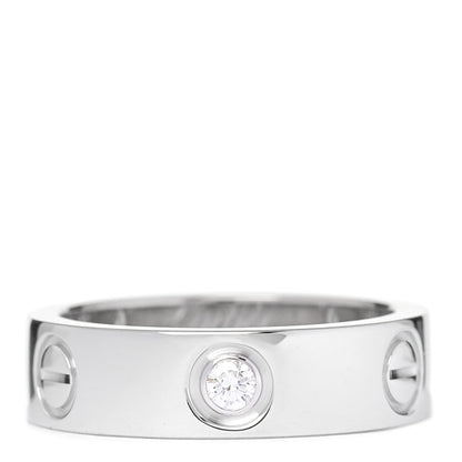 Cartier 18K White Gold 3 Diamond 5.5mm LOVE Ring 53 6.25 1 of 4