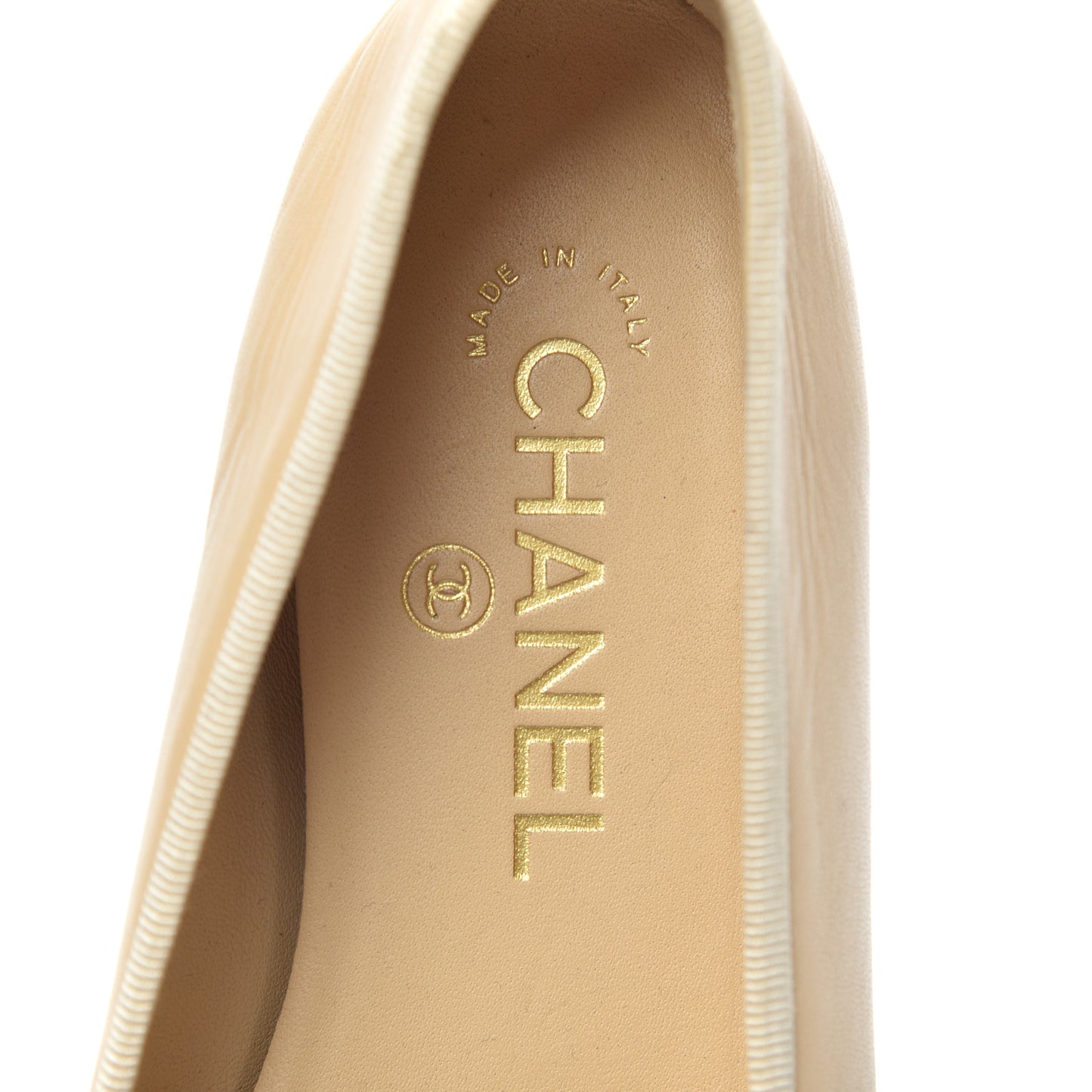Lambskin Cap Toe CC Ballerina Flats 37.5 Beige Black