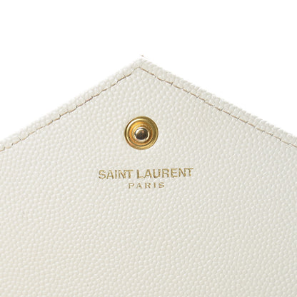 Saint Laurent Grain De Poudre Matelasse Chevron Monogram Chain Wallet Porcellana 7 of 11