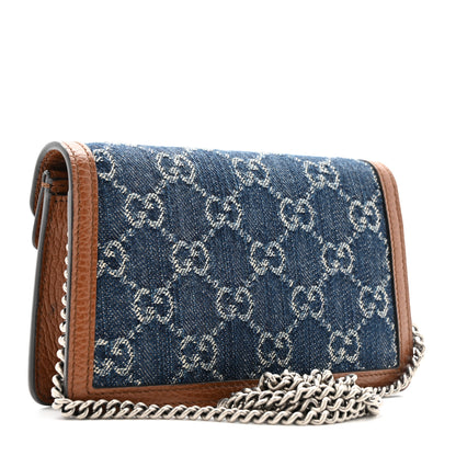 Gucci New Denim GG Monogram Dollar Calfskin Enamel Super Mini Dionysus Shoulder Bag Blue Tea Cuir Epilog Electric Blue 3 of 11