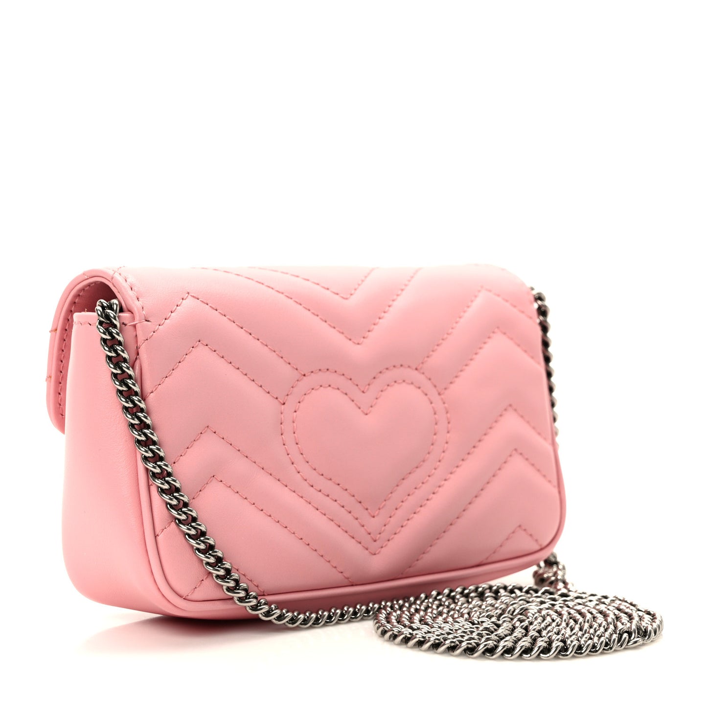 Calfskin Matelasse Super Mini GG Marmont Shoulder Bag Wild Rose