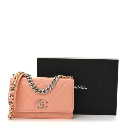 Chanel Lambskin Quilted Chanel 19 Wallet On Chain WOC Light Orange 12 of 12