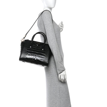 Givenchy Calfskin Crocodile Embossed Small Antigona Black 2 of 12