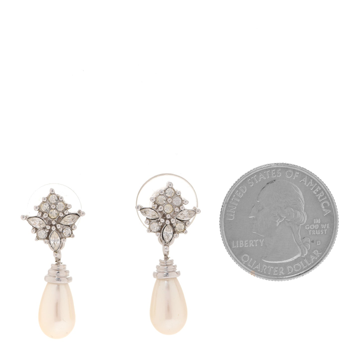 Pearl Crystal Drop Earrings Gold