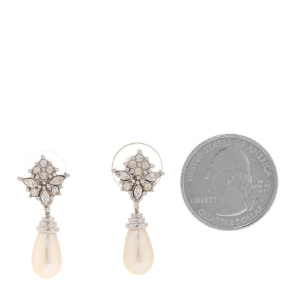 Christian Dior Pearl Crystal Drop Earrings Gold 2 of 4