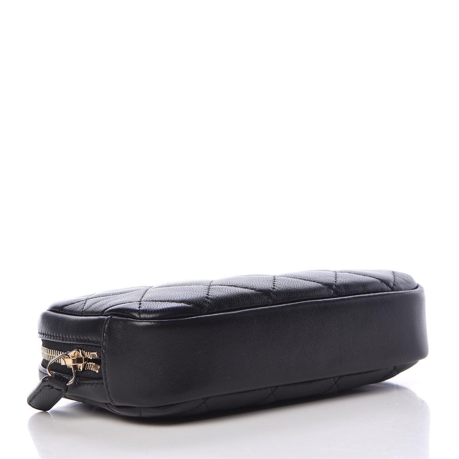 Chanel Lambskin Quilted Small Curvy Pouch Cosmetic Case Black 4 of 8