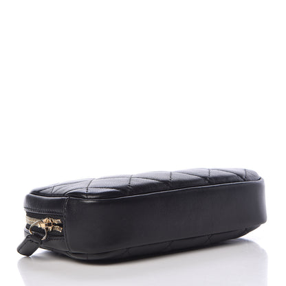 Chanel Lambskin Quilted Small Curvy Pouch Cosmetic Case Black 4 of 8