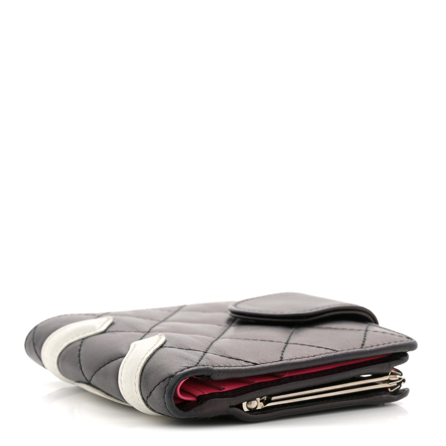 Chanel Calfskin Quilted Cambon Bi-fold Wallet Black White 4 of 10
