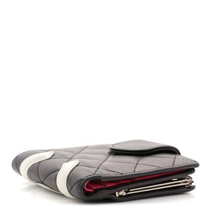 Chanel Calfskin Quilted Cambon Bi-fold Wallet Black White 4 of 10
