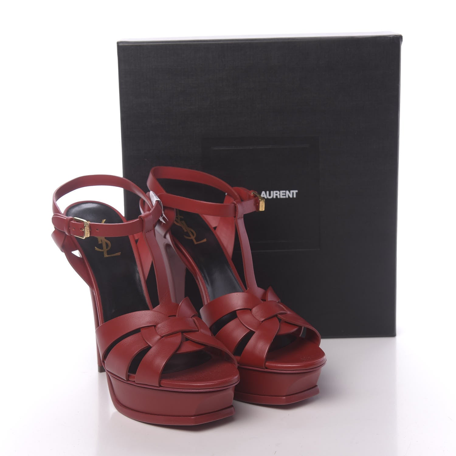 Saint Laurent Calfskin Tribute 105 Platform Sandals 41 Cordovan 9 of 9