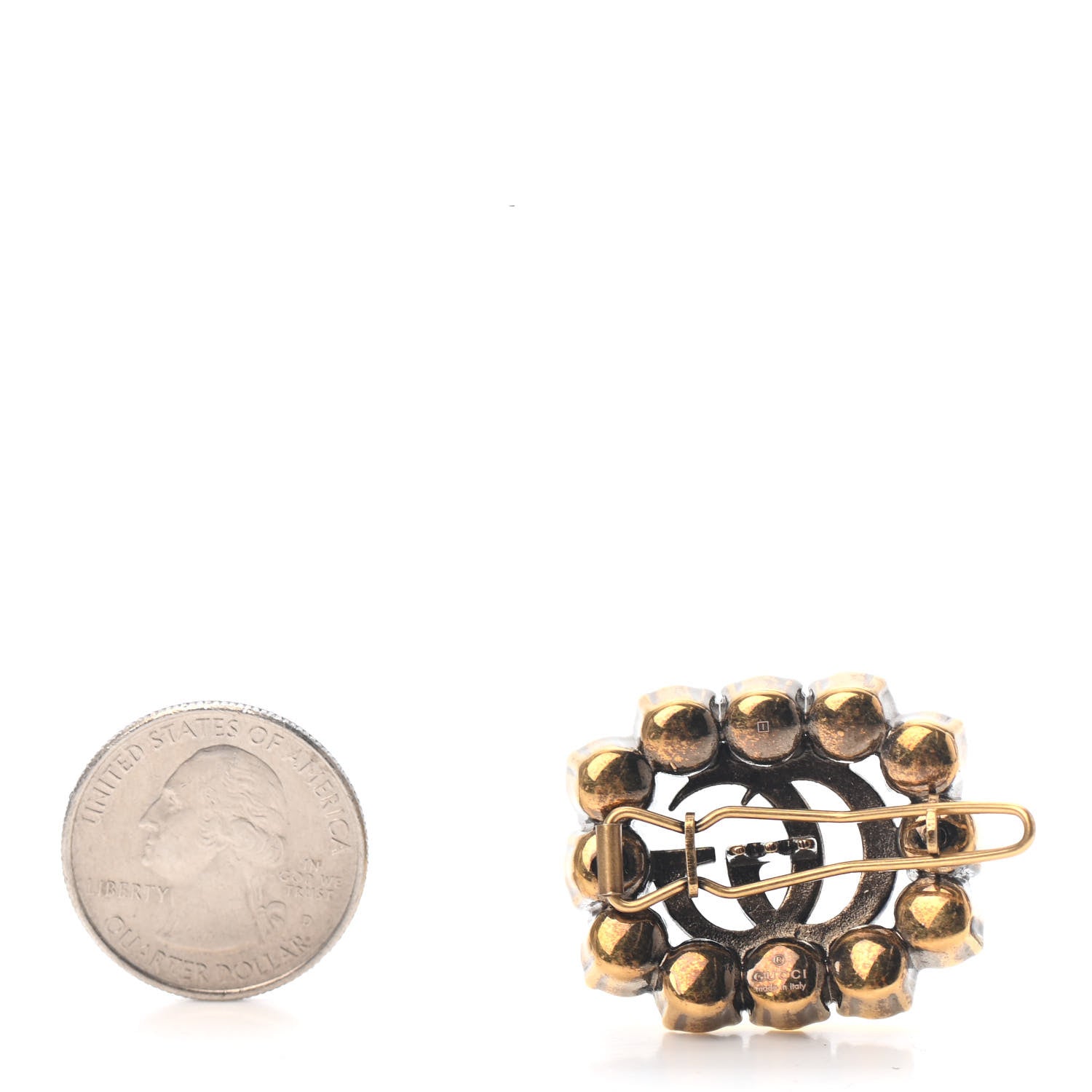 Gucci Crystal GG Hair Clip Aged Gold Yellow 2 of 3