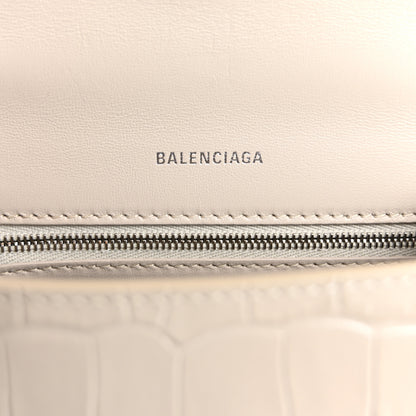 Balenciaga Shiny Calfskin Crocodile Embossed Small Hourglass Top Handle Bag Cold Beige 6 of 14