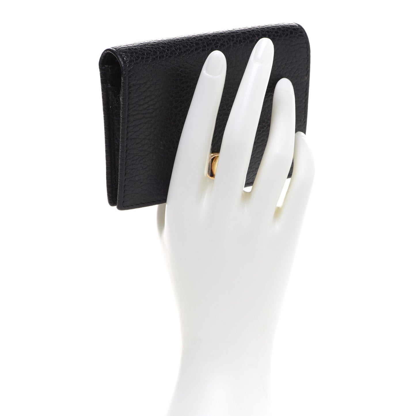 Pebbled Calfskin GG Marmont Card Case Black