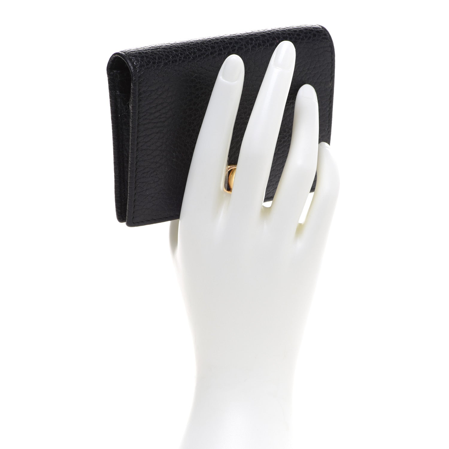Gucci Pebbled Calfskin GG Marmont Card Case Black 2 of 8