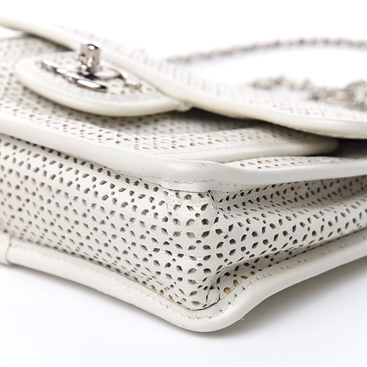 Perforated Calfskin Small Up In The Air Flap Ivory