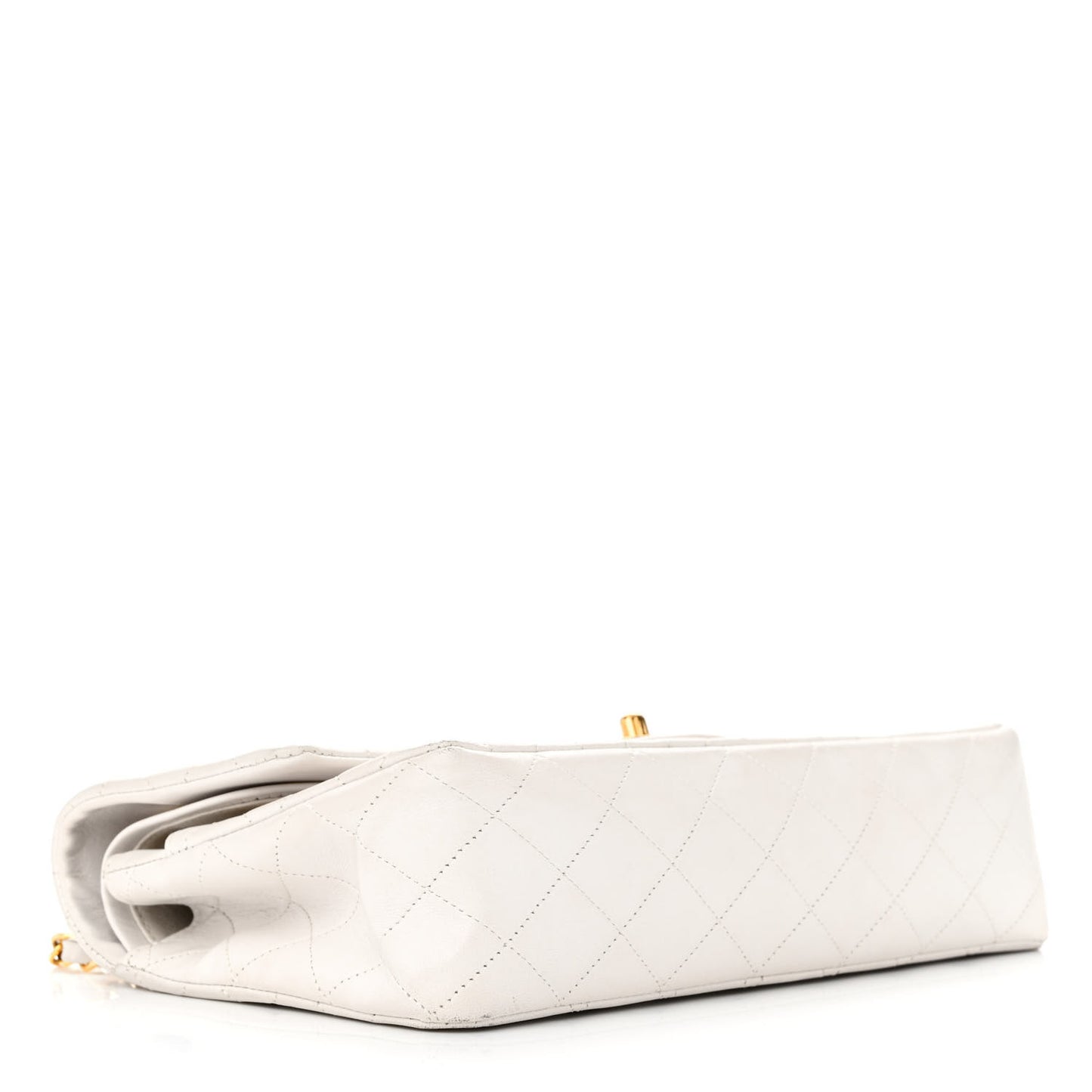 Lambskin Quilted Medium Double Flap White