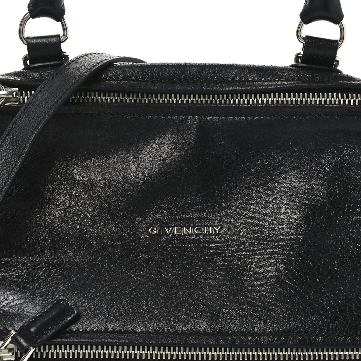 Crinkled Patent Small Pandora Black