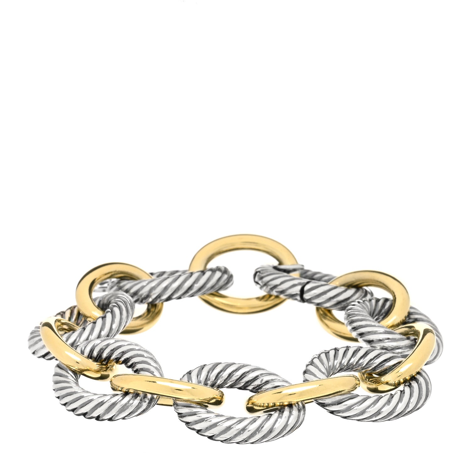 David Yurman Sterling Silver 18K Yellow Gold 18mm Extra Large Oval Link Bracelet 1 of 3