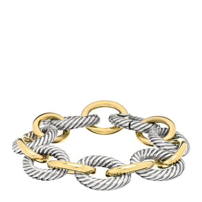 David Yurman Sterling Silver 18K Yellow Gold 18mm Extra Large Oval Link Bracelet 1 of 3